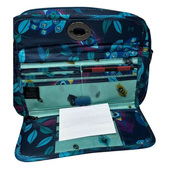 Lug Switch & Peekaboo Set Peacock Multi Crossbody Bag RFID Detachable Pouch Blue - Picture 12 of 16